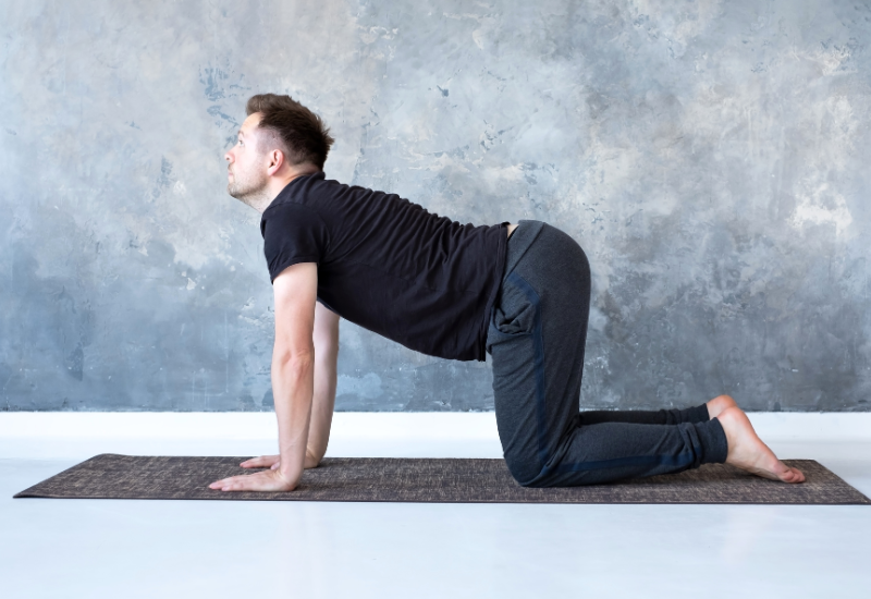 a man doing cow pose