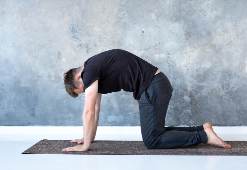 a man doing cat pose