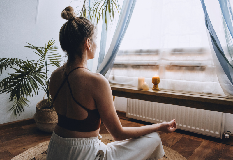 a girl meditating