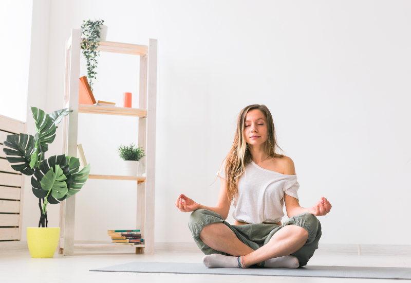 a girl meditating