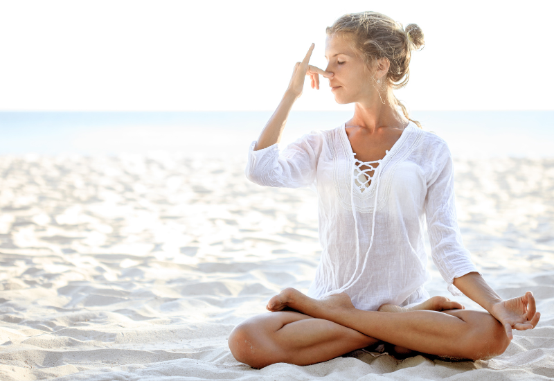 a girl doing pranayama